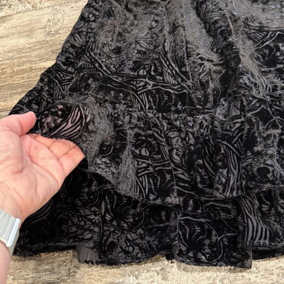 Ted Baker Marinah Skirt Womens Size 2 Black‎ Velvet Burnout Dropped Waist NEW - Picture 5 of 15